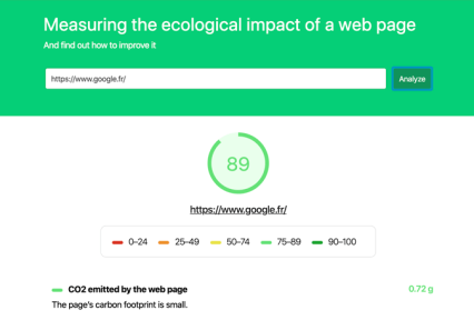 Mesurer impact écologique site website footprint